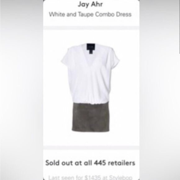 NWT Luxury Designer Jay Ahr White & Taupe Suede Skirt Mini Dress - Picture 2 of 13